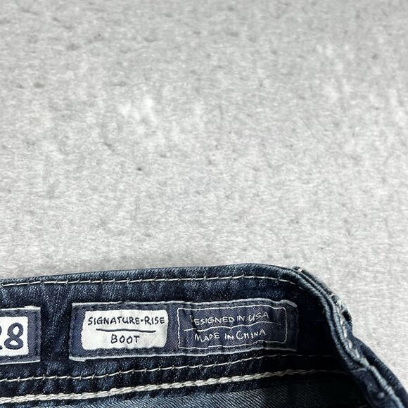 Miss Me Jeans Womens Size 28 Signature Rise Boot Dark Blue Wash Bejazzled - Picture 14 of 16